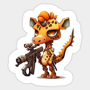 Armored Cute Giraffe Holding a Riffle Sticker